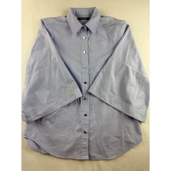 Lauren Ralph Lauren Women's Button Down Shirt Relaxed Fit 3/4 Sleeve Blouse - Picture 1 of 11